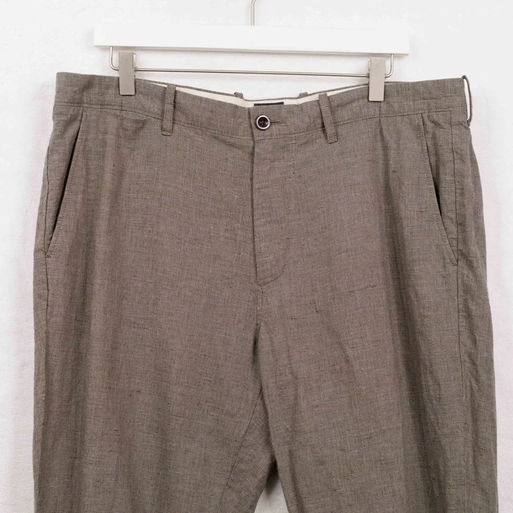 J CREW 770 Straight Fit Linen Cotton Blend Trousers Brown Sz 36x28